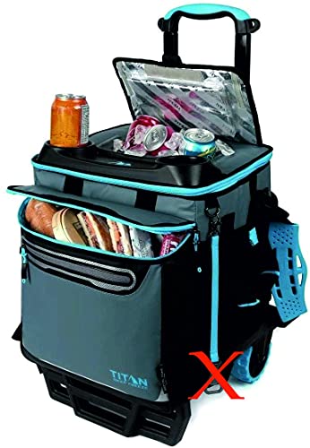 Titan - Nevera de 22,5 litros, con capacidad de 60 latas y carro todoterreno