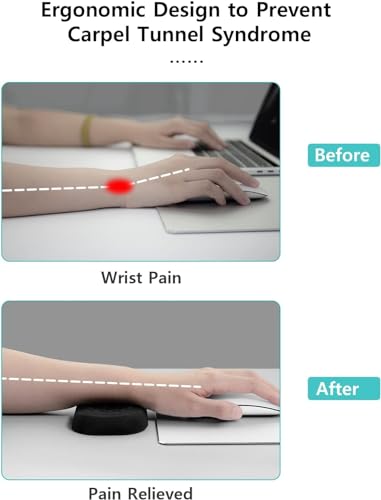 Image of HOFASON Mouse Wrist Rest, Wrist Rest for Computer Mouse, Black Ergonomic Wrist Support Set with Memory Foam Non-Slip Base Massage Design for Pain Relief, Typing, Gaming, Office