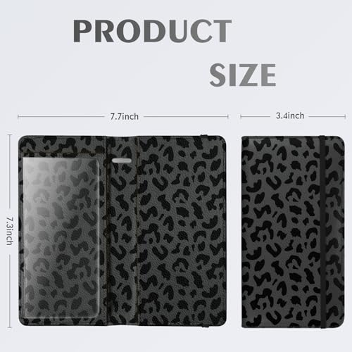 Image of Checkbook Cover for Men Women, Premium Leather Checkbook Holder with RFID Blocking and Built in Clear Plastic Divider for Personal and Business Checks (Leopard-Black)