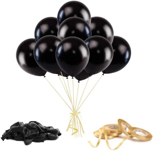 Black Balloons 100-Piece Pack – Black Balloon Bulk Set for Party Decorations – Thick Black Latex Balloons – Ideal for Gender Reveal Party, Birthday, Anniversary, Baby Shower – 12-inch Balloons