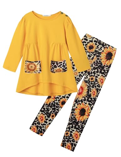 Image of Arshiner Little Girls Outfits Cute Clothing Sets Long Sleeve 2pcs Pants Sets with Pockets