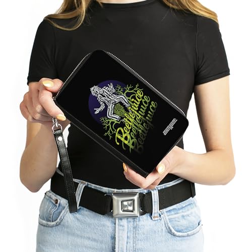 Buckle-Down Women's PU Zip Around Wallet Rectangle-Beetlejuice, 7.5"x4.5"4