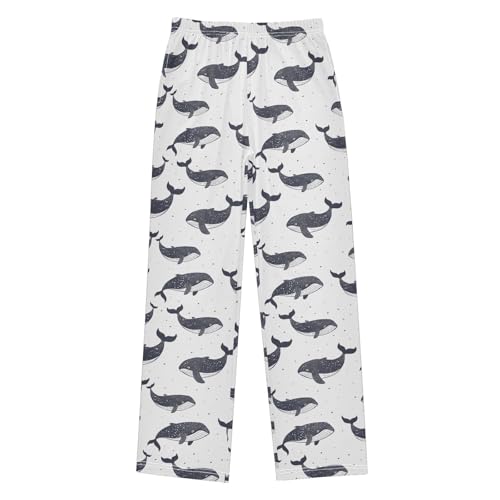 Pajama Pants Black Whales PJ Bottoms Sleepwear Lounge Sleep Pant with Pockets