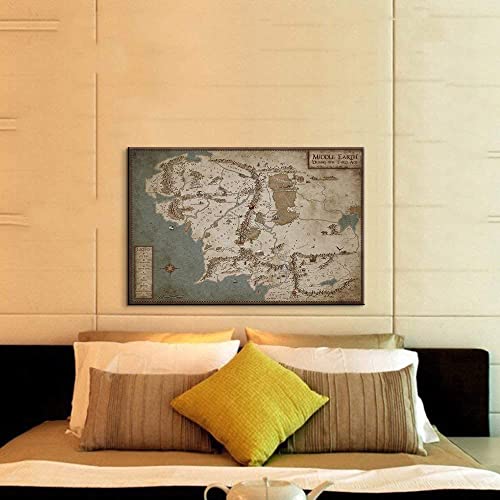 Lord Of The Rings Decor Middle Earth Map Posters Lord Of The Rings Map Poster Map Of Middle Earth Canvas Wall Art Map Of Middle Earth Wall Decor For Home Office Easy To Hang (12''Hx18''W) #TOP3