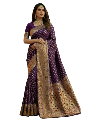 Image of C J Enterprise Women's Pure Soft Silk Saree With Blouse Piece For Wedding (Priya)