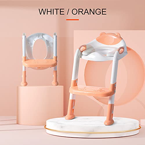 Fedicelly Potty Training Seat Toddlers Kids,Potty Training Toilet Potty Seat,Potty Chair Step Stool Ladder For Boys Girls（Light Orange） #TOP6