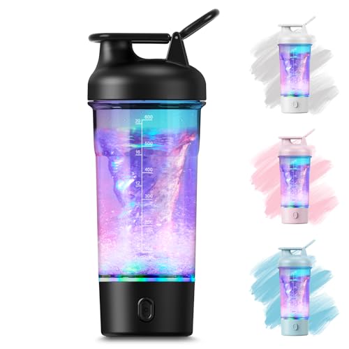 RDTOK Shaker proteinas electrico, 750ml shaker electrico con luz LED, mezclador de proteinas on USB C para polvo y batido de leche, tritan sin BPA (Negro)