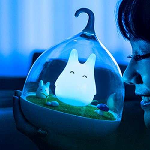 Image of WOMHOPE Children's Night Lights Rechargeable Hand-held Design Tap Sensor Vibration Cage Lamp Night Lights for Kids, Baby,Valentines Gift,Outdoor Lamp (Blue Bunny)