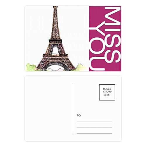 Cartes postales Paris Tour Eiffel | Lot de 20 cartes de remerciement 14,5 x 9,6 cm multicolores