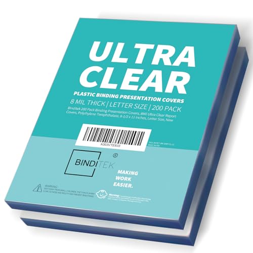 Image of Binditek 8 Mil PET Binding Covers, 8.5 x 11 Inches, Ultra Clear, 200 Pack
