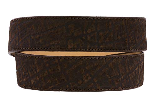 El Presidente Mens Rustic Brown Elephant Print Leather Cowboy Belt Silver Tone Buckle Cinto2