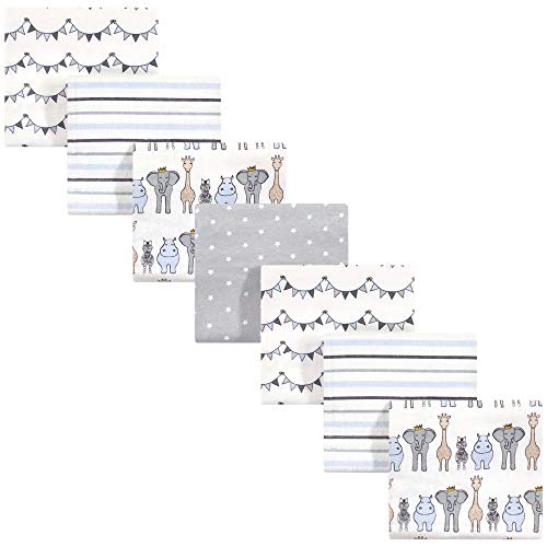 Image of Hudson Baby Unisex Baby Cotton Flannel Receiving Blankets Bundle, Royal Safari, One Size