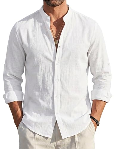 Chemise homme en lin anti-transpiration manches longues légères été casual