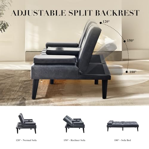 Colamy CF088 Futon Sofa Bed-Leather Small Futon Couch thumb #4