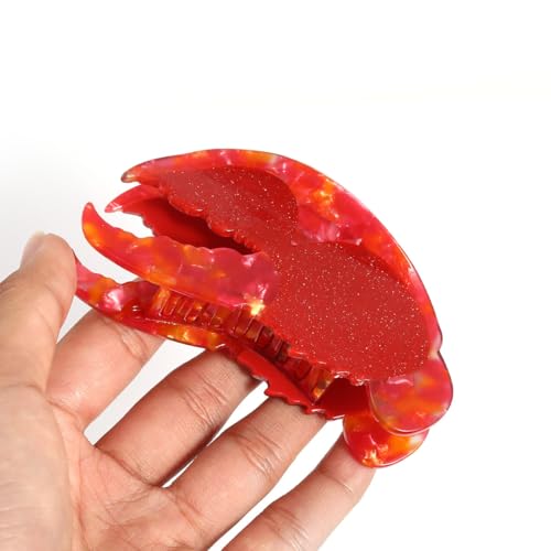 Lobster Claw Clip,Funny Red Lobster Pincers Hair Clip,Acetate Hair Clips,Small Claw Clips for Women Ocean Animal Cute Hair Clip Big Claw Clip
