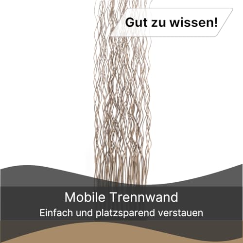 DESIGN DELIGHTS Weiden RAUMTEILER Wave | Weidenholz, 170x40cm (HxB) | Paravent aus Weidenzweigen, Raumtrenner, Stellwand, Raum Trennwand | Farbe: grau