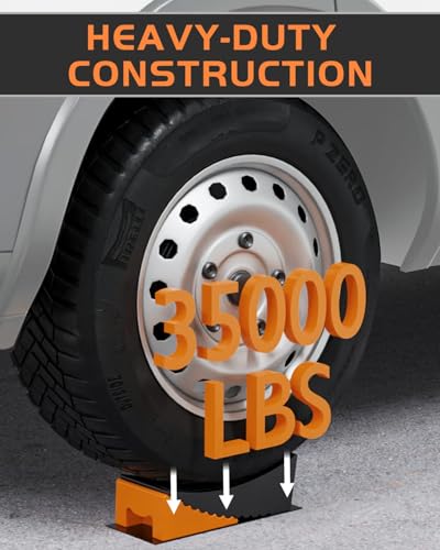Image of RV Leveling Blocks Ramp Kit, 2 Packs Camper Leveler System for Travel with Two Chocks, 2 Anti-Slip Mats, 1T Bubble Level and Carry Bag, Up to 35000 LBS, Easier & Faster to Level Camper-Orange