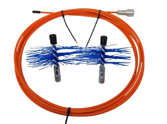 Kit pulizia tubi stufa caldaie a pellet con prolunga flessibile da 3/5/7/10 metri e 2 Mini scovoli nylon da 100 mm inclusi nel kit, Pulizia canne fumarie da 100 mm, supera agevolmente curve a 45 e 90°