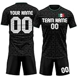 Custom Mexican Soccer Jersey for Women Men Youth Kids, Soccer Training Jersey with Name Number, Black and White Camisa De La Selection Mexicana Futbol