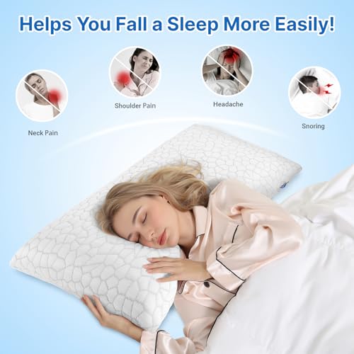 Image of Memory Foam Pillows, Bed Pillow, Bed Pillow for Side, Back and Stomach Sleepers, Neck Pillow for Sleeping with Removable and Machine Washable Cover, King Size (2 Pack)