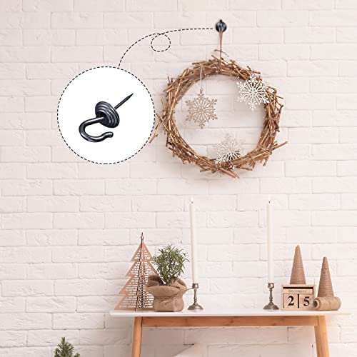 Image of Hotop 30 Pieces Push Pin Wall Hooks Metal Thumb Tack Hangers Iron Alloy Nail Decorative Picture Hooks for 20 Lbs Home Office School Party Supply (Black)