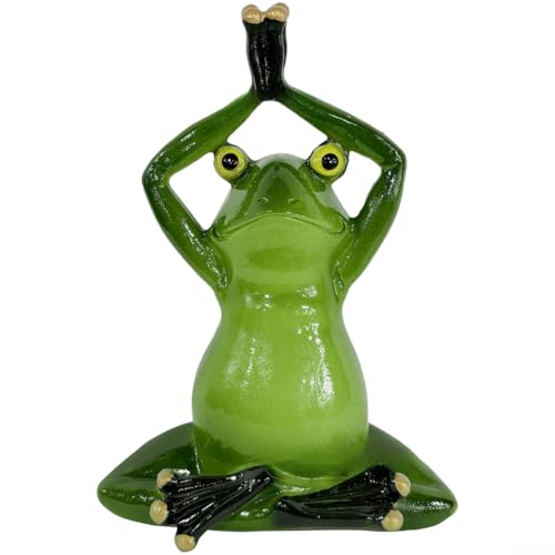 Image of Feeshoppher Green Yoga Frog Resin Figurine, Cute Meditation Sitting Statue in Minimalist for Home Decor, Living Room, Bedroom, Desktop Ornament for Yoga Enthusiasts(Sitting Frog)