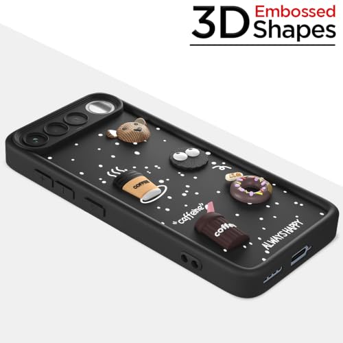 Image of Pikkme Back Cover for Realme 16 5G | 3D Bear Silicone Cute & Fun Coffee Cartoon | Full Body Protection Bumper Case (Black)