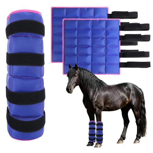 AccompMe Ice Boot for Horse Reusable Cool Gel Pack Leg Wrap for Injury, Adjustable Ice Horse Leg for Hock, Ankle, Knee, Legs, Boots, and Hooves (Blue)