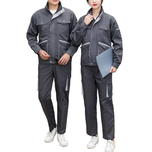 AlkYutd Ensemble de vêtements de travail 2 pièces unisexe pour adultes, veste et pantalon à manches longues, Gris 02, L