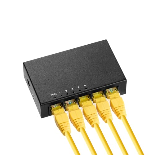 Image of Binardat 5 Port Gigabit Ethernet Switch, 5 Ports 100 /1000Mbps, Mini Size Metal Case Unmanaged Desktop|Wallmount Plug and Play