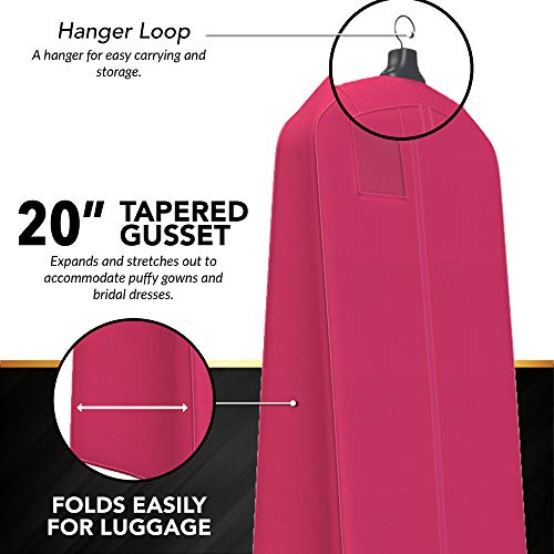 Women's Garment Bag For Long Dresses, Wedding Gowns - 72x24”, 20” Tapered Gusset