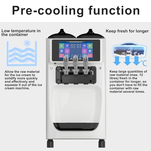 GSE Eismaschine Gastronomie 32L/Std. vorkühlend 2400W Speiseeisbereiter 12L Edelstahl Behälter Softeismaschine selbstkühlend Eiscreme Maschine mit Kompressor Eisbereiter für zuhause Eisdiele Gastro – Bild 6