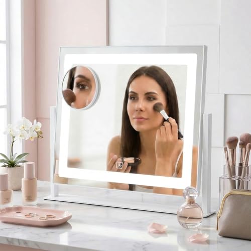 Espejo Vanity para Maquillaje con Luz LED y 10X Magnificación
