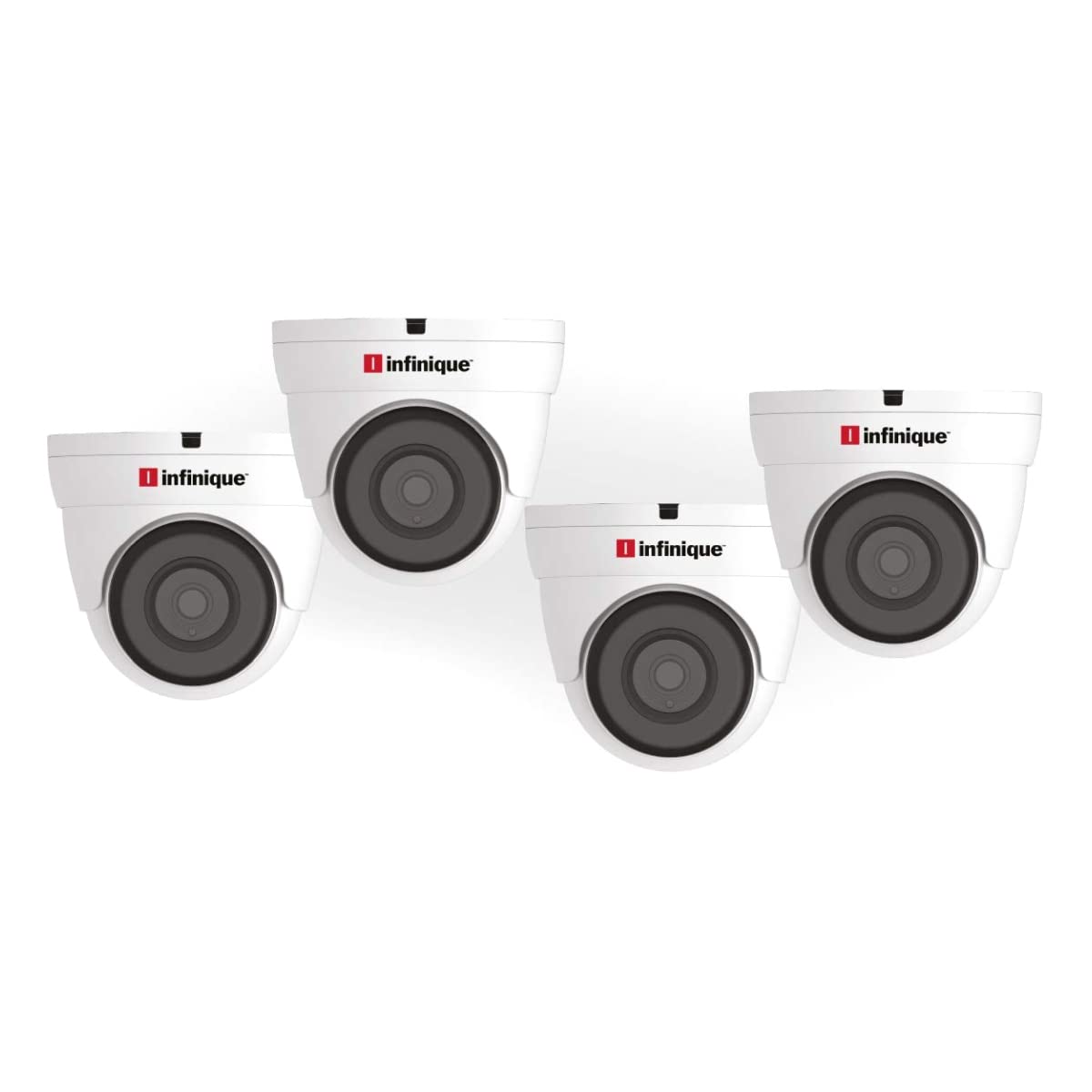 Infinique 4 AHD Dome Camera Kit, 2MP, 1080p Weather Proof Indoor Night Vision Cameras with Power and Video Cable, Part Number: IHK4-V703F-RT, Product Code: 2204