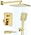 Gabrylly Shower System with Tub Spout, Wall Mounted Shower Faucet Set for Bathroom with High Pressure 10" Rain Shower head and 3-Setting Handheld Shower Head Set,Brushed Gold