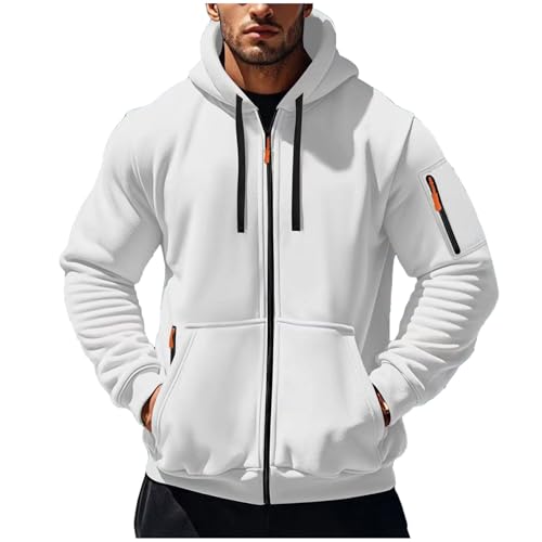 Mens Tactical Hoodies Zip Up - Long Sleeve Fleece Lined Western Style Hoodie with Zipper Pockets Sports Hooded Jacket