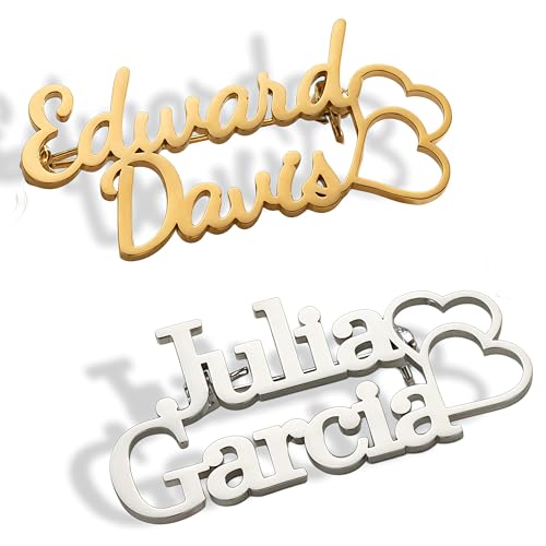Image of Custom Name Lapel Pin Personalized Script Brooch for Women Men, Customizable Name Badge Elegant Cursive Letter Pin, Minimalist Jewelry Gift for Wedding Birthday Anniversary
