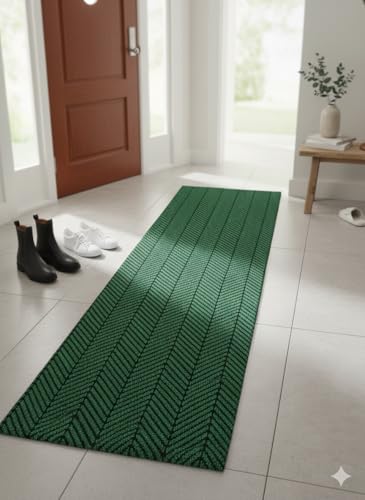 Image of Vivid Anti Slip Door Mat, Floor Mat for Living Room with Anti Slip Backing, Anti Skid Door Mats for Home, Kitchen, Entrance, Hospital, Bathroom Mat [Size 4x4 feet, Color Green]