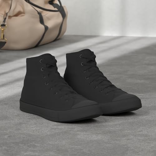 Shoes for Crews Unisex Slip-Resistant High-Top Work Sneakers – Comfortable, Water-Resistant Women's & Men's Shoes for Hospitality, Administrative Roles & More - Pembroke, Size 13 Black Canvas2