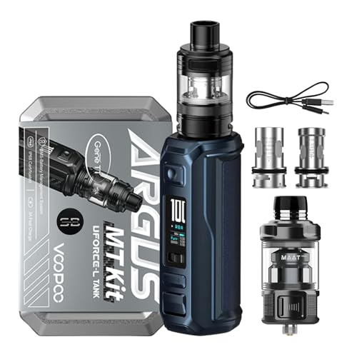 Voopoo Argus MT Vape Kit [Dark Blue] - Available in 5 colours - 3A Fast Charge 3000mAh Battery 100W IP68 - Compatible with MAAT Tanks & TPP Coils - No Nicotine