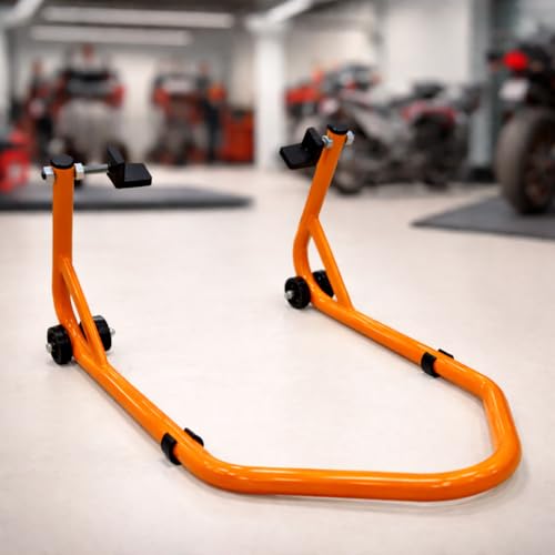 Image of Bike World Adjustable Rear Paddock Stand | (Up to 280kg) | Detachable Design | Easy Bike Maintenance | Strong Build | Wide Tyre Support | Pack of 1 (Orange)