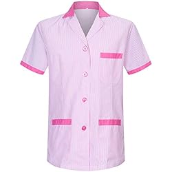 Uniformes De Trabajo Para Mujeres Gorditas MISEMIYA - Camisa MÉDICO Unisex Enfermera Uniforme Limpieza Laboral ESTÉTICA Dentista Veterinaria Sanitario HOSTELERÍA W820 - M, Rosa