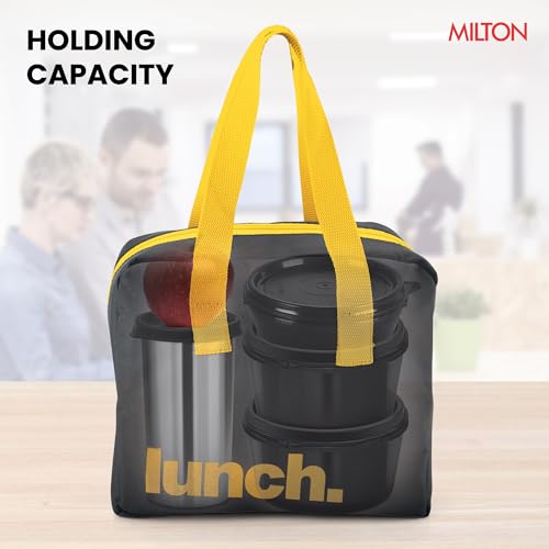 Image of MILTON The Lunch Bag | Insulated Tiffin Bag for Office, Men & Women | Eco-Friendly, Durable & Spacious | Fits Lunch Box & Bottle | Multi-Use Bag for School & Travel | 2.56 L - Black