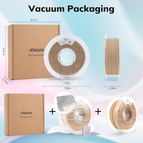 Image of AMOLEN PLA Matte 3D Printer Filament,Sand Beige PLA Filament 1.75mm with Smooth Matte Finish,3D Printing Filament for Most FDM 3D Printers,Dimensional Accuracy + /- 0.02mm,1kg Spool (2.2lbs)