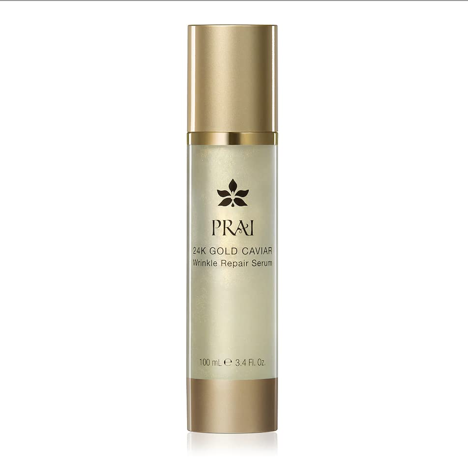 PraiBeauty 24K Gold Caviar Wrinkle Repair Serum for Face | Anti-Aging Serum with Hyaluronic Acid to Plump and Fill In Wrinkles | Anti-Wrinkle Serum with Vitamin C for Brighter, Firmer Skin | 3.4 Oz