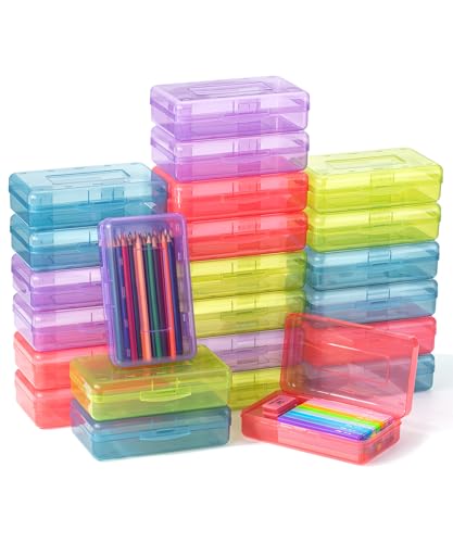 Mr. Pen- Plastic Pencil Case Box, 24 Pack, Large Crayon Marker Pen Organizer Bulk, Plastic Bead...