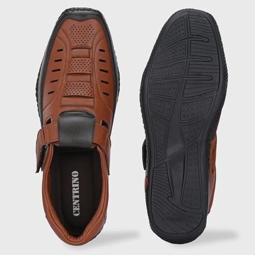 Image of Centrino Men's Fisherman Sandals | Cushioned Insole & Hook & Loop Straps | Trendy Sporty Design with Premium Upper | Closed-Toe Sandals for Travel & Walking (6618)