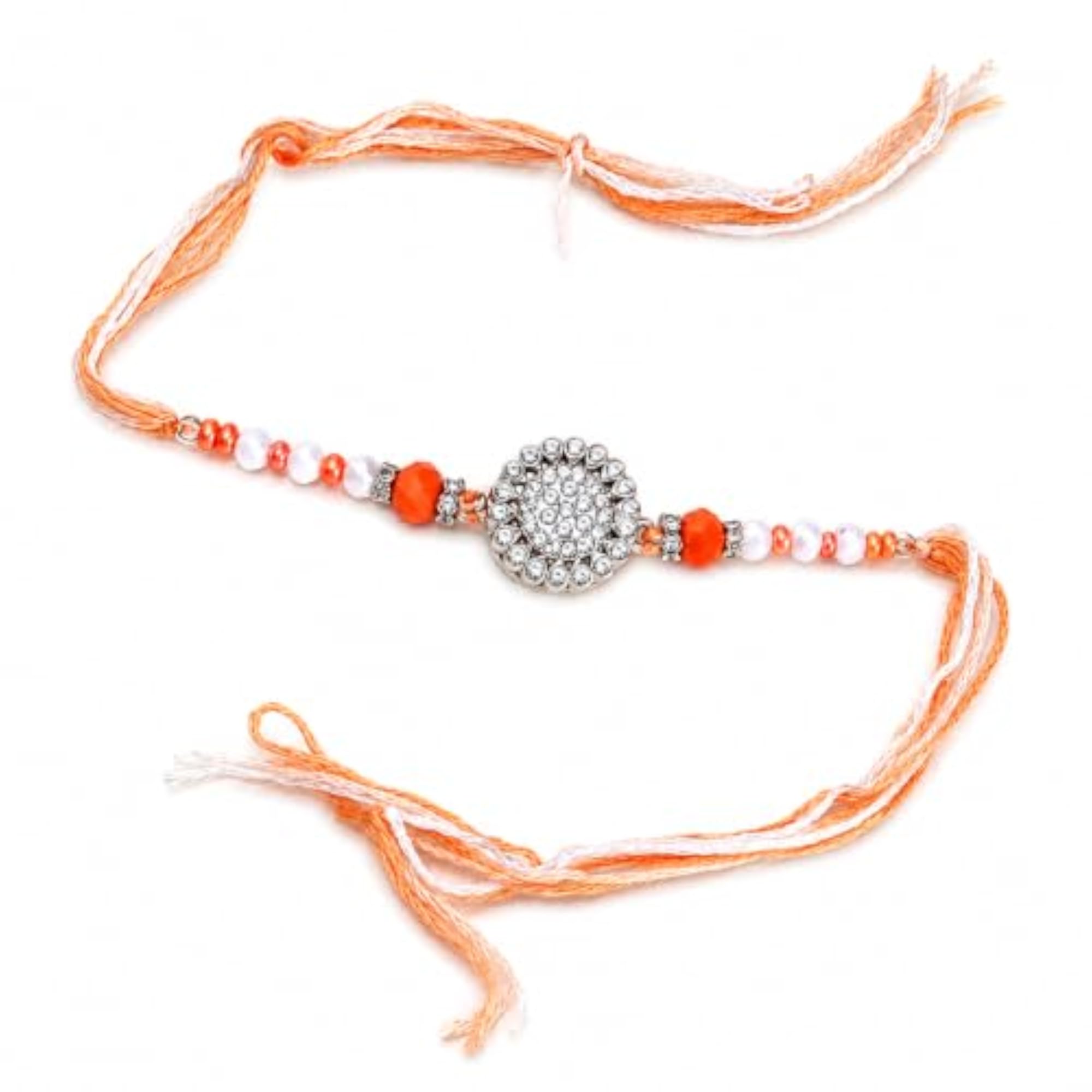 American Diamond Rakhi for Brother with Roli Chawal & Krishna Idol