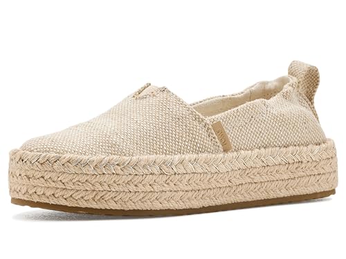 Zapatos TOMS Valencia de plataforma para mujer, lona champán brillante, talla 35