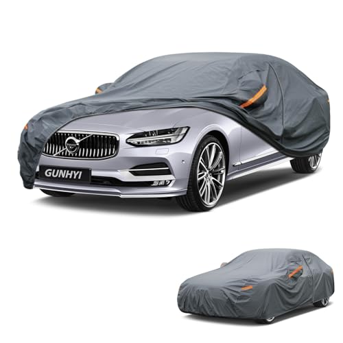 Image of GUNHYI Premium Car Cover Custom Fit Volvo S90, 16 Layers Heavy Duty Car Cover Waterproof All Weather with Zipper Door for Sun Rain Snow Dust Uv Protection